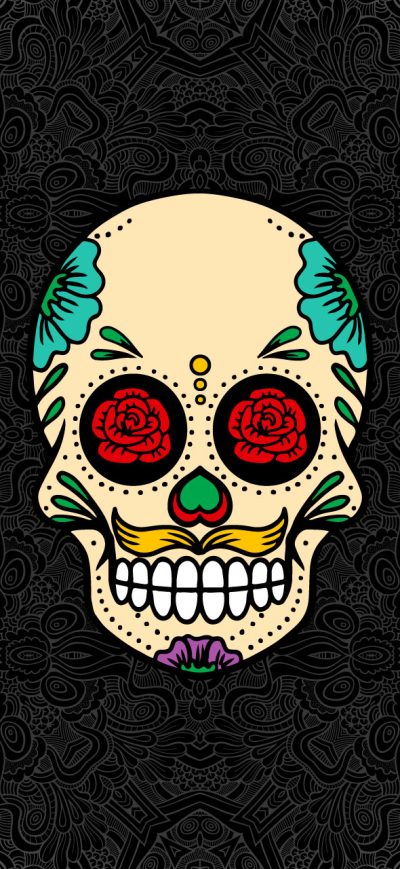 Fond d'écran iPhone Skull Abstract Rose Flowers
