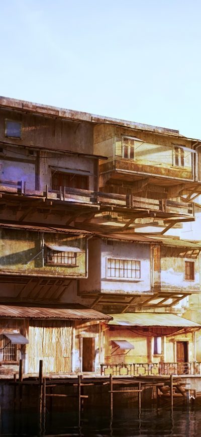 Fond d'écran iPhone Houses Anime 4k