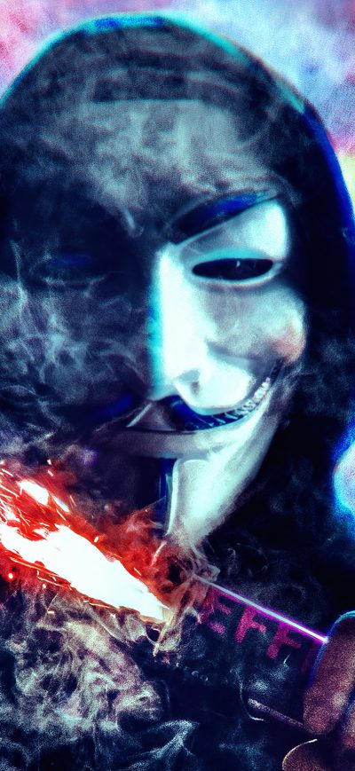 Fond d'écran Anonymus With Bomb 4k sur iPhone