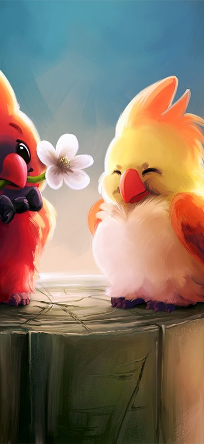 Fond d'écran iPhone Cute Birds Romance 4k
