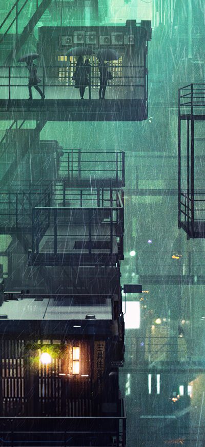 Fond d'écran iPhone City Neon Rain 4k