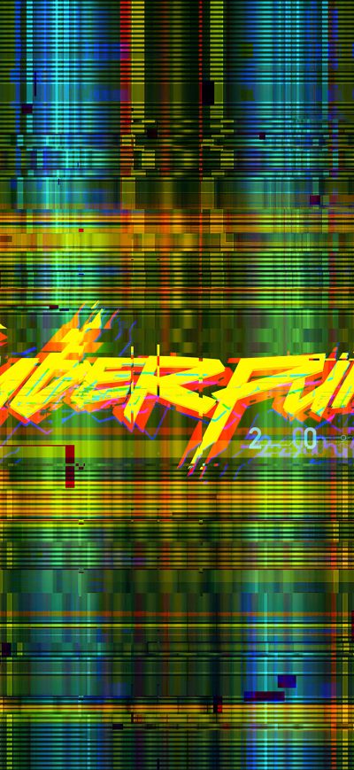 Fond d'écran iPhone Cyberpunk 2077 Glitch Logo 4k