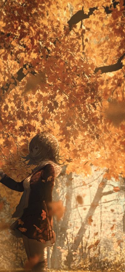 Fond d'écran iPhone Anime Girl Short Hair Autumn Depth Of Field