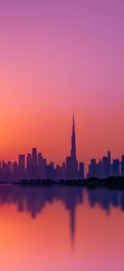 Fond d'écran iPhone Dubai City Silhouette 5k