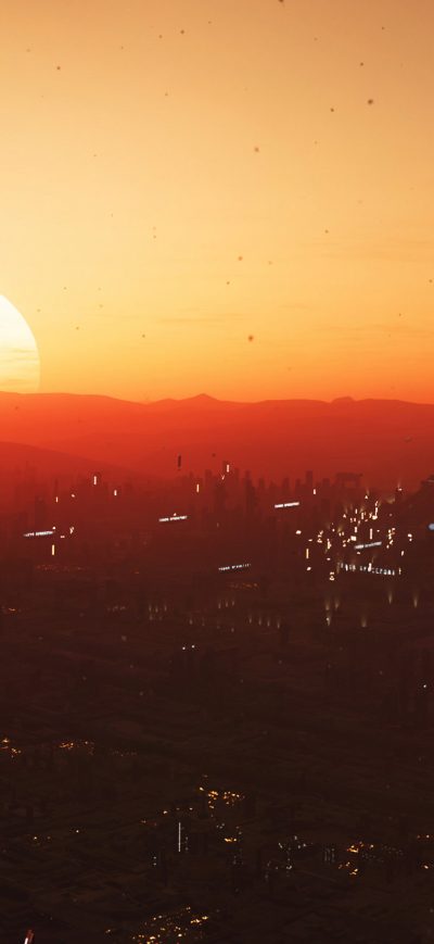 Fond d'écran iPhone Star Citizen Sunset In Hurston Planet