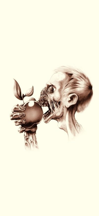 Fond d'écran iPhone Zombie Apple Bite Minimalism