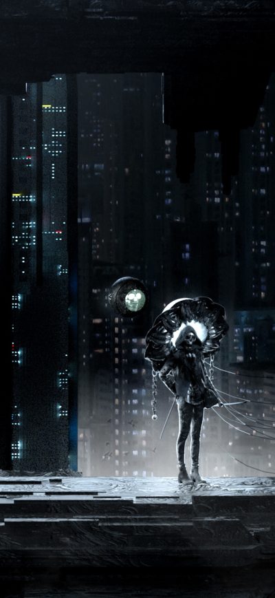 Fond d'écran iPhone Skull Ghost Cityscape Dark Night