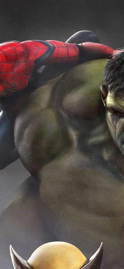 Fond d'écran iPhone Iron Man Hulk Spiderman Wolverine 4k