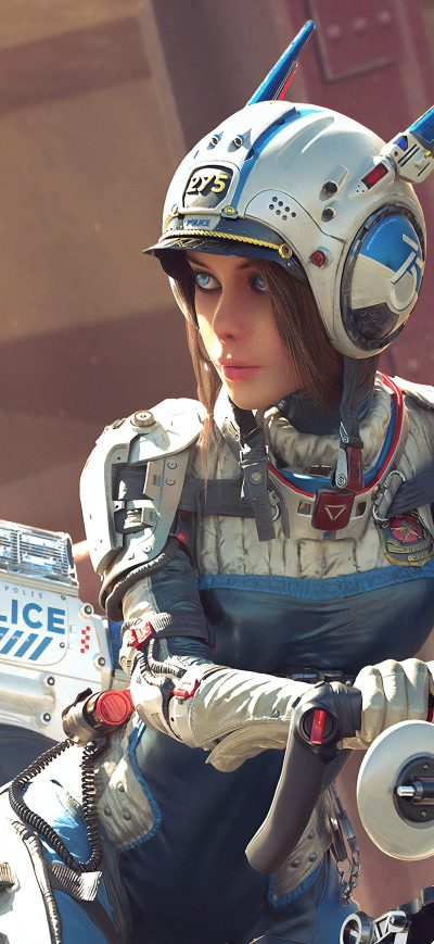 Fond d'écran iPhone Traffic Police Cyber Girl 4k
