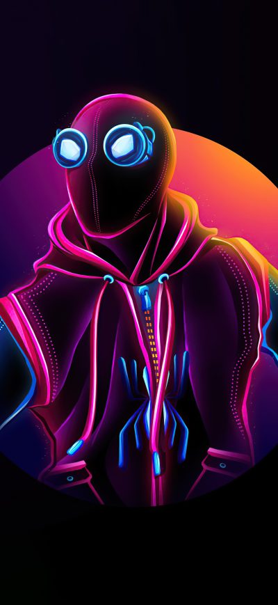 Fond d'écran iPhone Spiderman Homemade Suit Neon 5k
