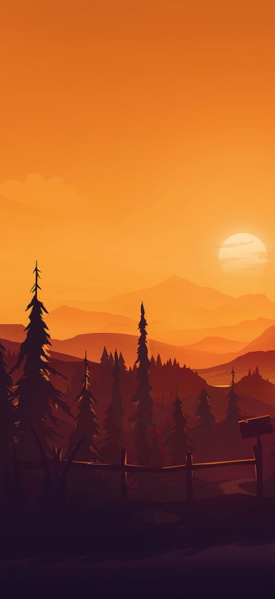 Fond d'écran iPhone Sunset On Mountains Minimal Art 4k