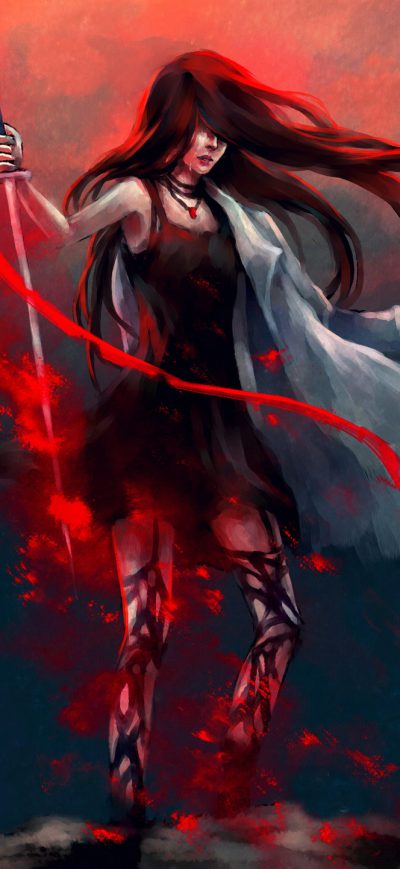 Fond d'écran iPhone Anime Girl Katana Warrior With Sword