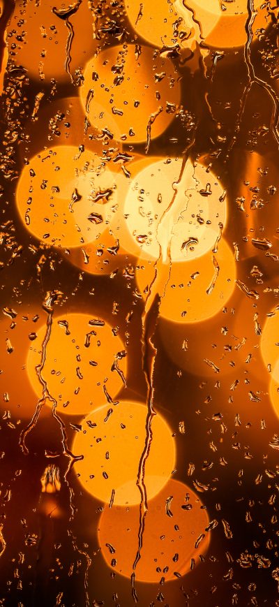 Fond d'écran iPhone Rain Drops Orange Bokeh Lights 5k