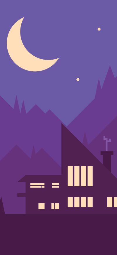 Fond d'écran iPhone Mountains House Trees Illustration