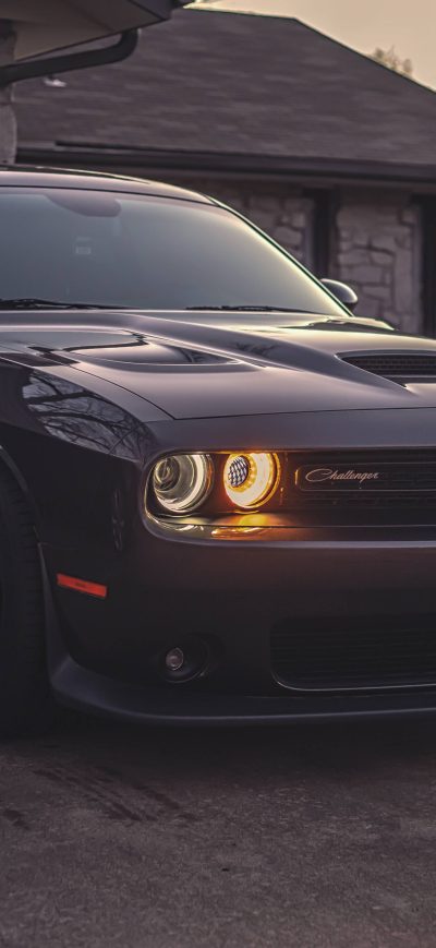 Fond d'écran iPhone Black Dodge Challenger 5k