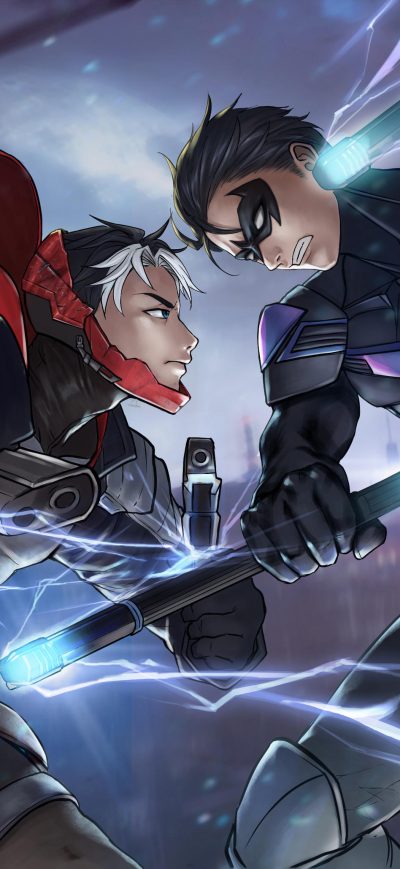 Fond d'écran iPhone Red Hood VS Nightwing