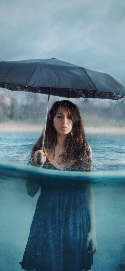 Fond d'écran iPhone Photography Manipulation Umbrella Girl Women Rain