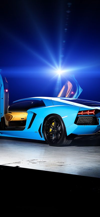Fond d'écran iPhone Blue Lamborghini Aventador 4k