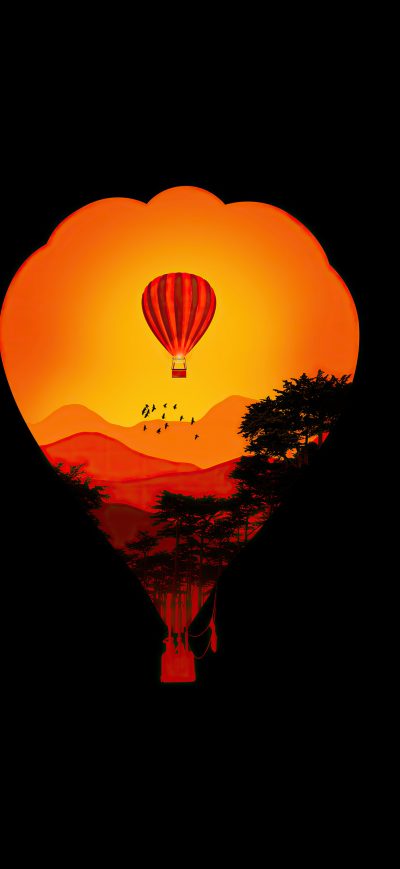Fond d'écran iPhone Air Balloon Minimal Dark Art 4k