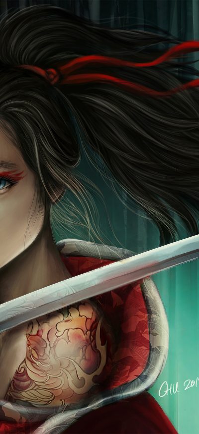 Fond d'écran iPhone Warrior Girl With Sword 4k