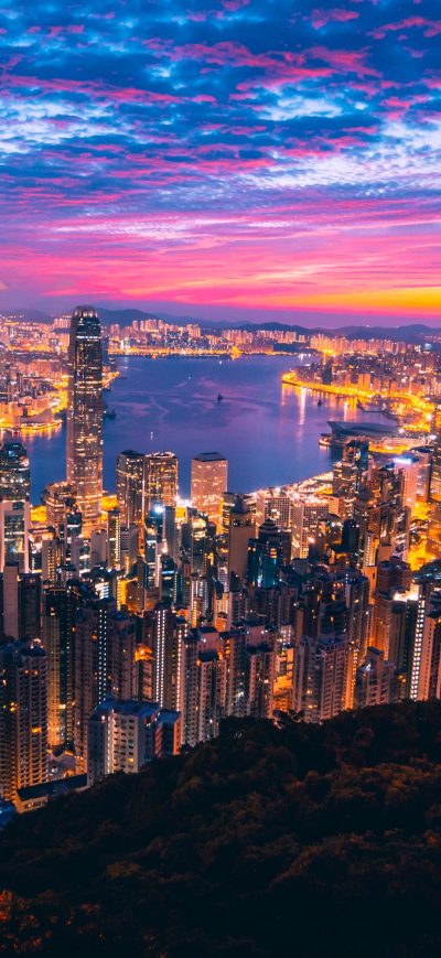 Fond d'écran iPhone Hong Kong City View Buildings Light Night