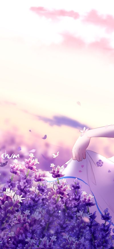 Fond d'écran iPhone Anime Short Hairs Butterfly Dress Flowers