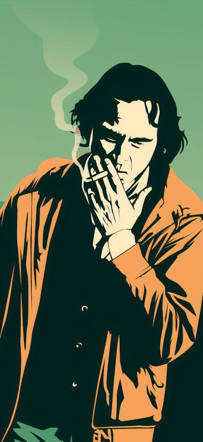 Fond d'écran iPhone Joaquin Phoenix Smoking Fanart 4k