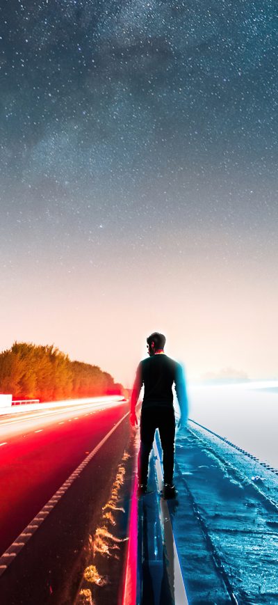 Fond d'écran iPhone Person Freeway Standing Long Exposure Road