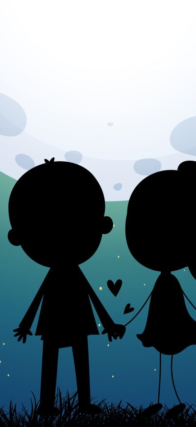 Fond d'écran iPhone Couple Silhouette Art 5k
