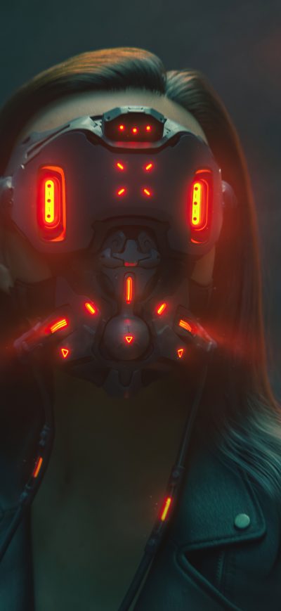 Fond d'écran iPhone Cyberpunk Scifi Mask 5k