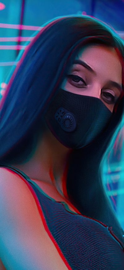 Fond d'écran iPhone Mask Girl Black Hair 4k