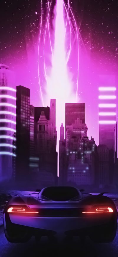 Fond d'écran iPhone Neon Wave City 4k