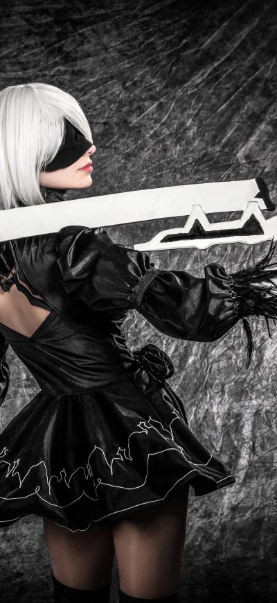 Fond d'écran iPhone 2b Nier Automata Cosplay 5k