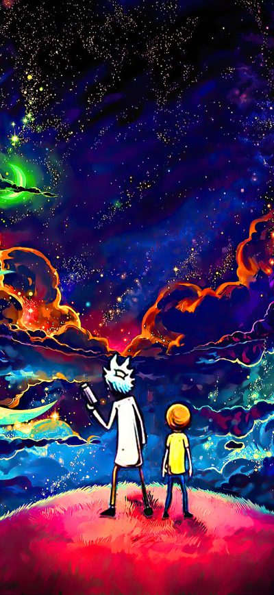 Fond d'écran iPhone Rick And Morty Orange Space Art 4k