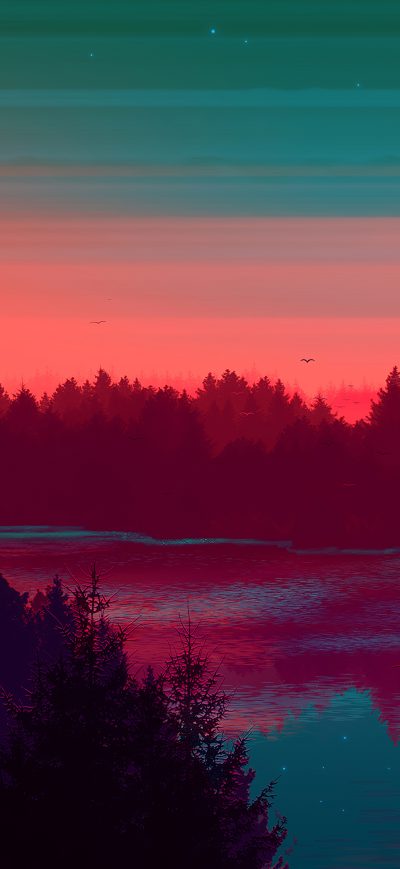 Fond d'écran iPhone River Evening Digital Art 4k