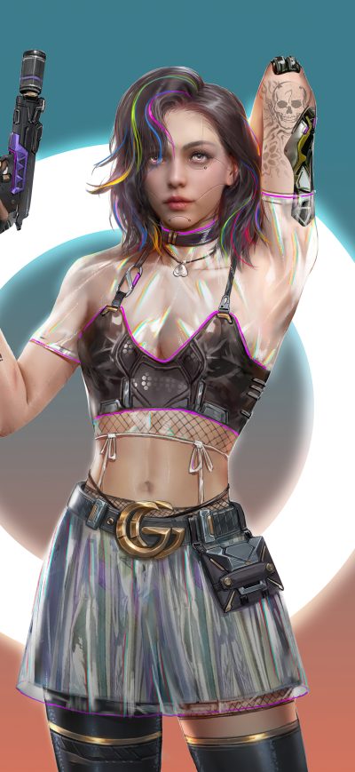 Fond d'écran iPhone Scifi Cyber Girl With Gun