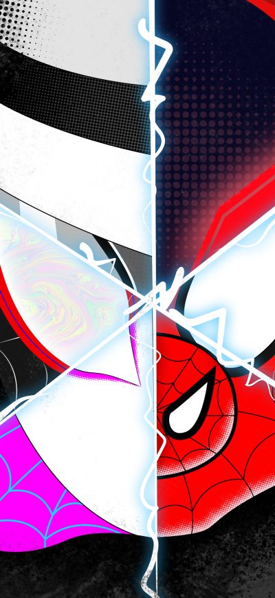 Fond d'écran iPhone Spider Verse Spiderman Faces Artwork 4k