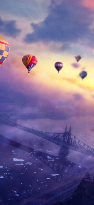 Fond d'écran iPhone Air Balloons Sunset 4k