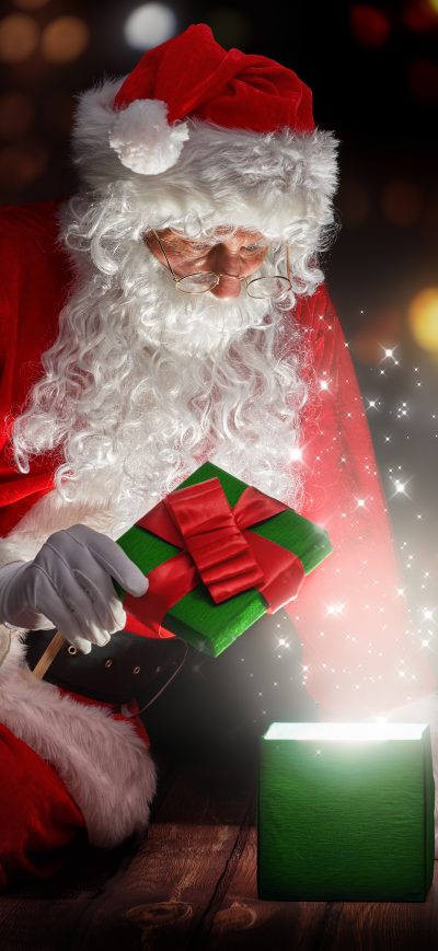 Fond d'écran iPhone Christmas Santa Claus Opening Gifts