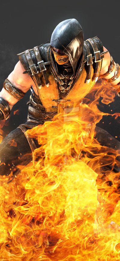 Fond d'écran iPhone Hellfire Scorpion Mortal Kombat X 5k Artwork