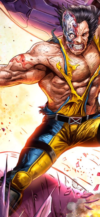 Fond d'écran iPhone Wolverine Vs Sentinel Artwork 5k