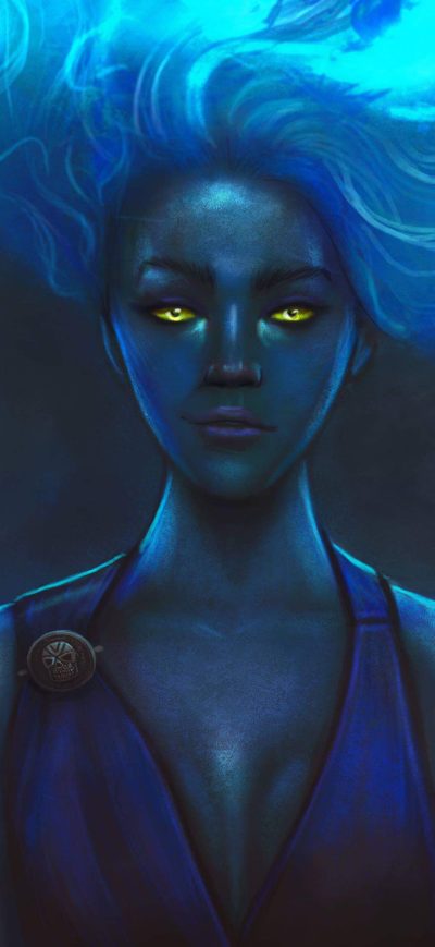 Fond d'écran iPhone Blue Hair Angel 4k Artwork
