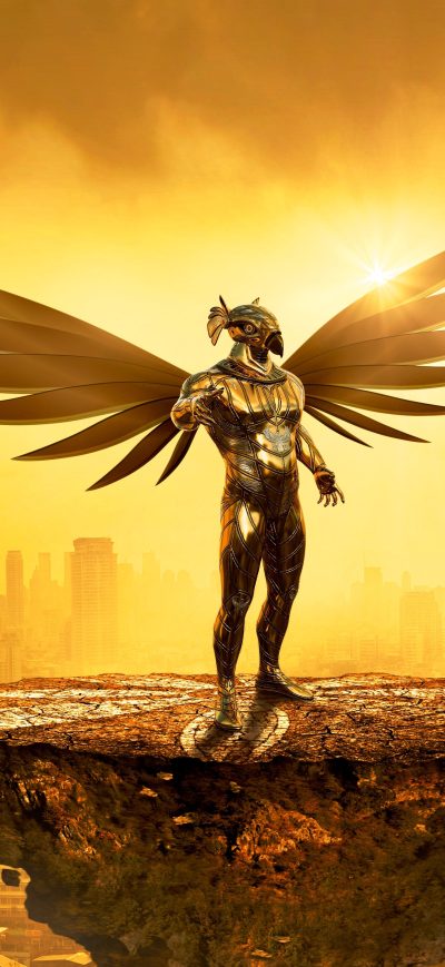 Fond d'écran iPhone Fantasy Angel Gold Digital Art 5k