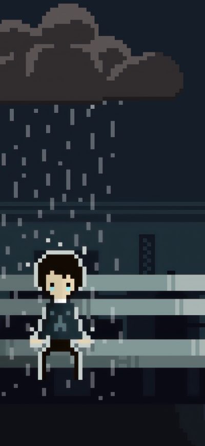 Fond d'écran iPhone Sitting On Bench Alone 8 Bit Moon