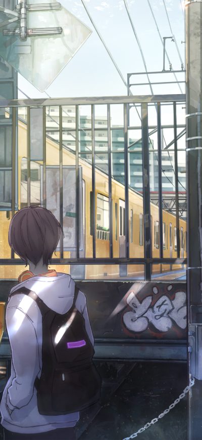 Fond d'écran iPhone Anime Boy Train
