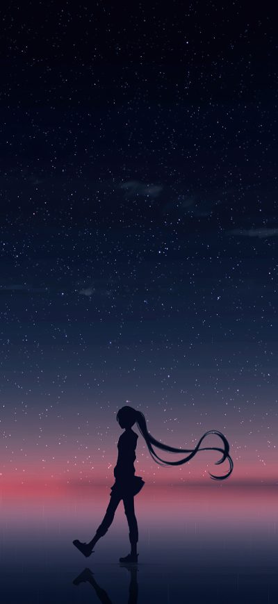 Fond d'écran Anime Girl Walking Horizon 4k sur iPhone