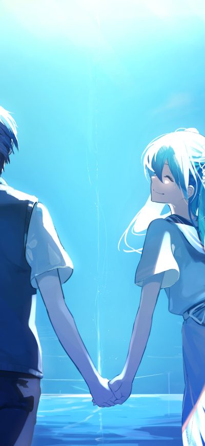 Fond d'écran iPhone Anime Couple Holding Hands Hatsune Miku
