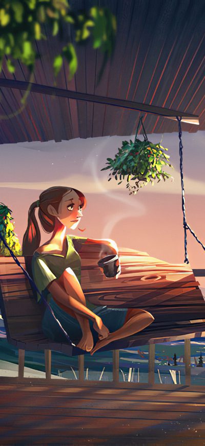 Fond d'écran iPhone Girl Drinking Coffee In The Morning