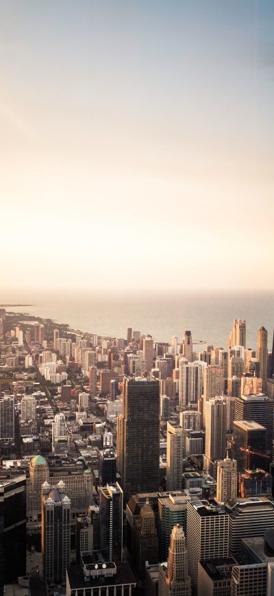 Fond d'écran iPhone Chicago Cityscape Buildings Sea 5k