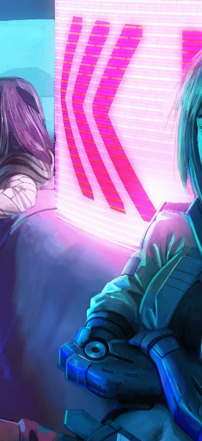 Fond d'écran iPhone Arkadia And Astree Cyberpunk Girls 4k